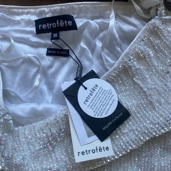 NWT Retrofete White Sequins Set, Top and Skirt! - Picture 6 of 7